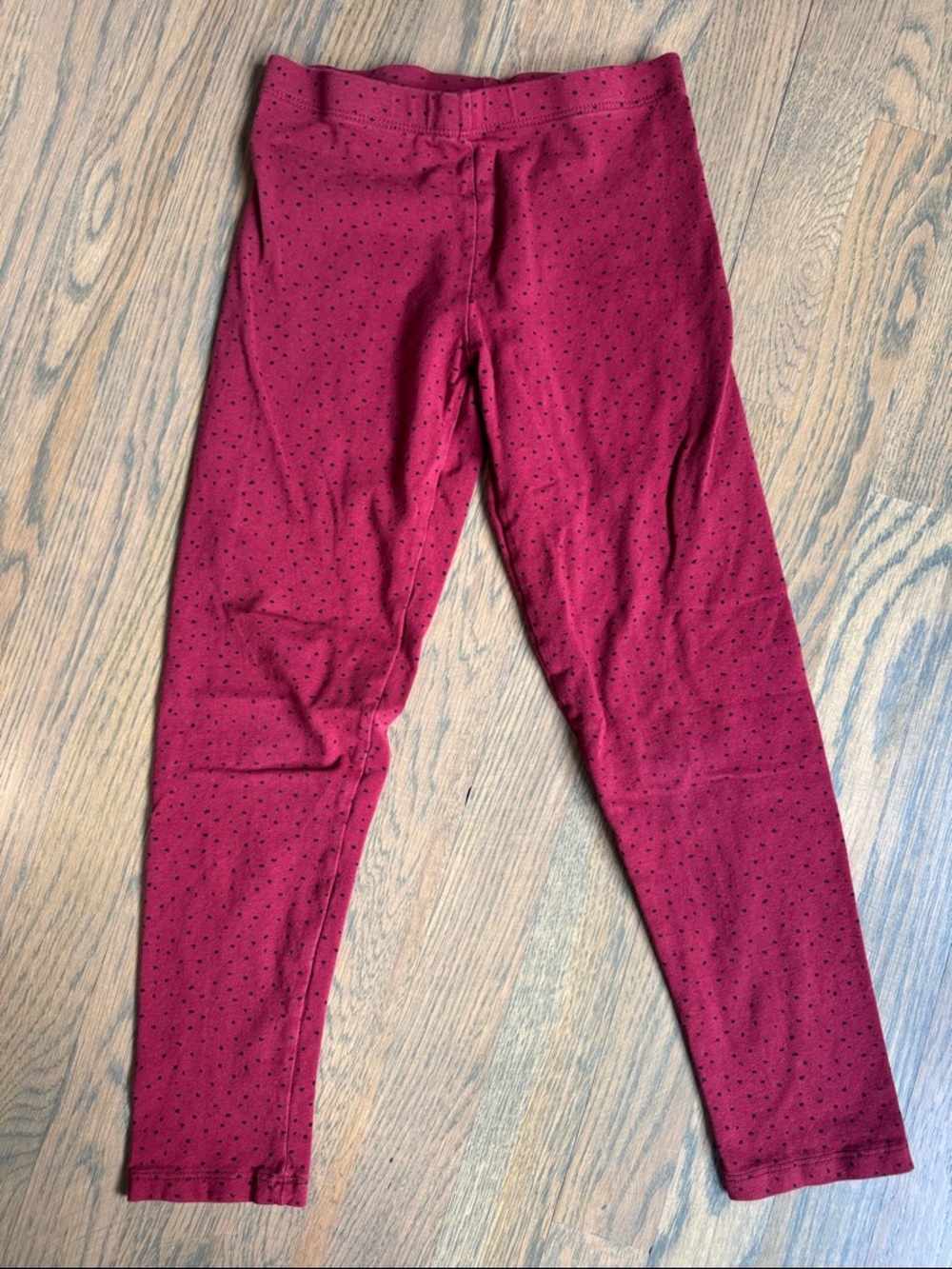Mango Girls' Maroon Leggings with Black Dot Print
